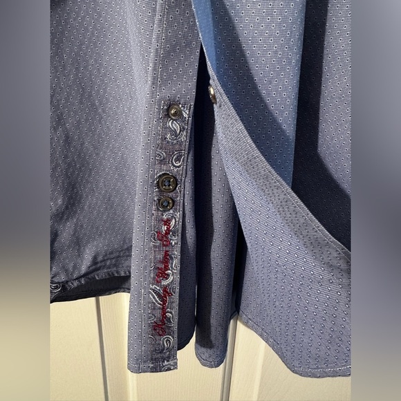 ROBERT GRAHAM Tailored Fit 39 15.5 Blue 100% Cotton Button Down Blue FLIP CUFF - Picture 8 of 14
